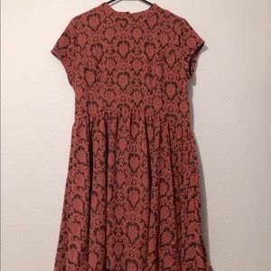 red and black brocade dress